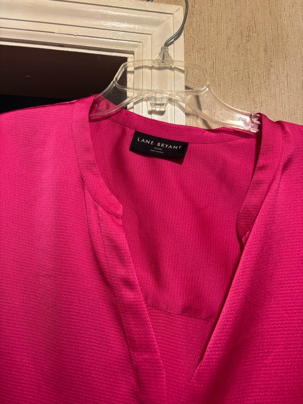 Lane Bryant Hot Pink V-Neck Short Sleeve Tunic - Picture 2 of 2